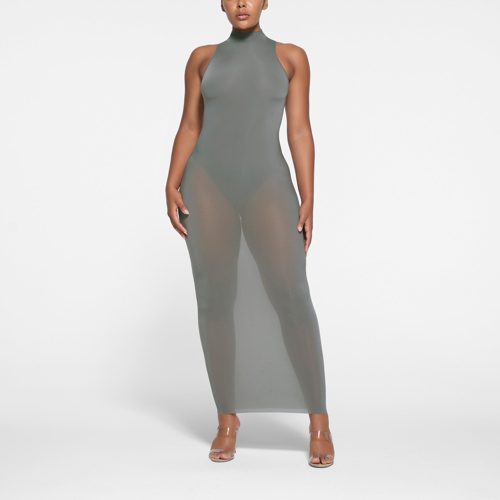 Mock Neck Long Dress