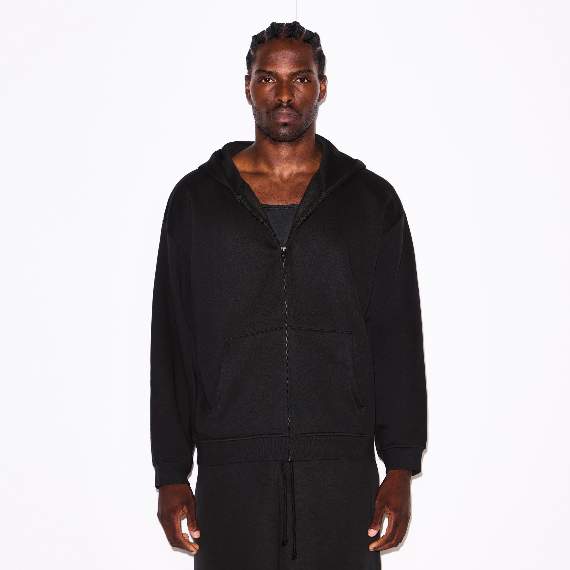 Mens Relaxed Zip Up Hoodie
