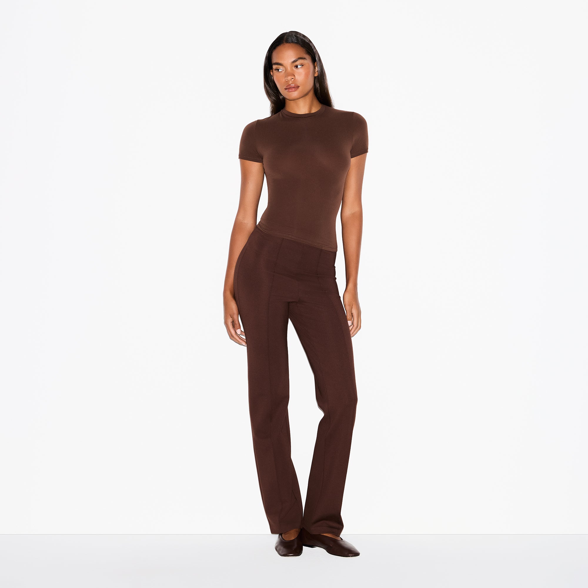 High-Waisted Pintuck Straight Leg Pant
